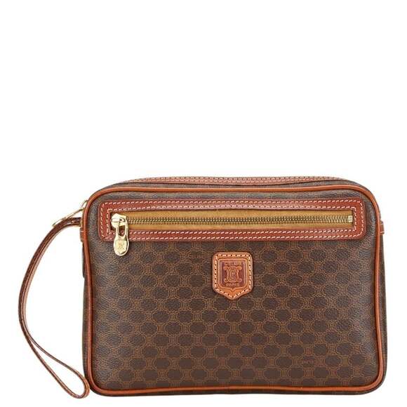 Celine Macadam Second Bag Clutch Brown PVC Leather Men's CELINE